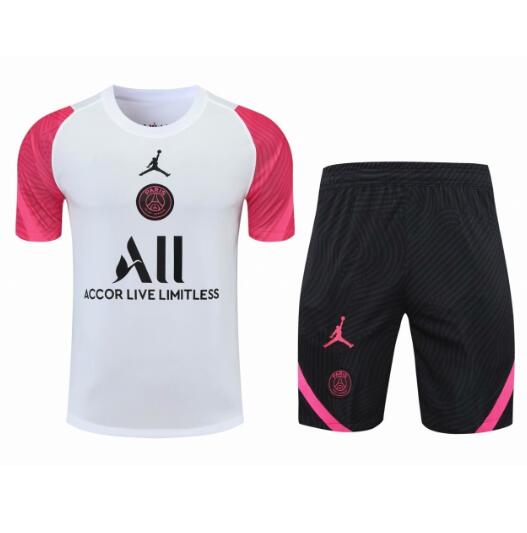 2021/22 PSG x Jordan White Pink Training Kits Shirt with Shorts